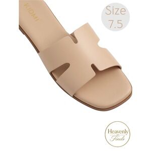 KIDMI Slide Sandals‎ Size 7.5 Tan H-Band Cutout Flat Summer Shoes NIB